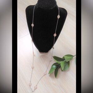 Banana Republic Long Rhinestone Silver and Gold Chain Link Necklace